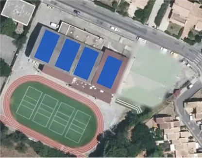 Vue aérienne du complexe sportif